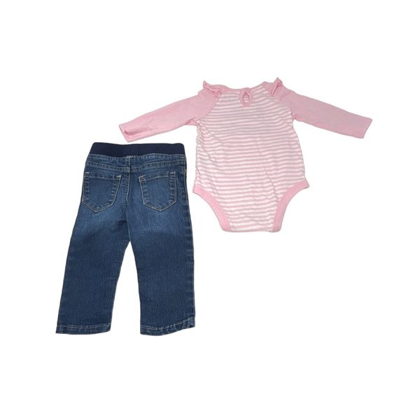 Baby Girl's - 2 Outfits - Jeans, Sweatpants, & 2 Body Suits - Size 12 Month - Picture 3 of 6